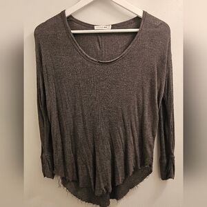 Rag & Bone Jean Women's Small Tee 3/4 Sleeve Semi Sheer Ribbed Scoop Neck.